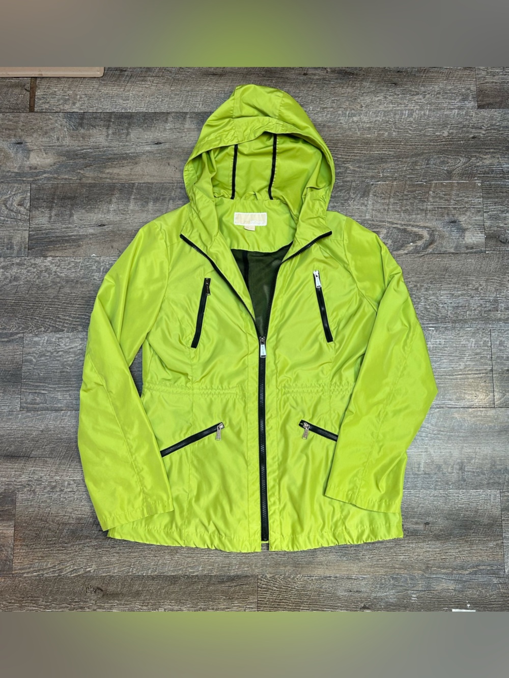 Michael Kors Women's Hooded Lime Green Rain Jacket